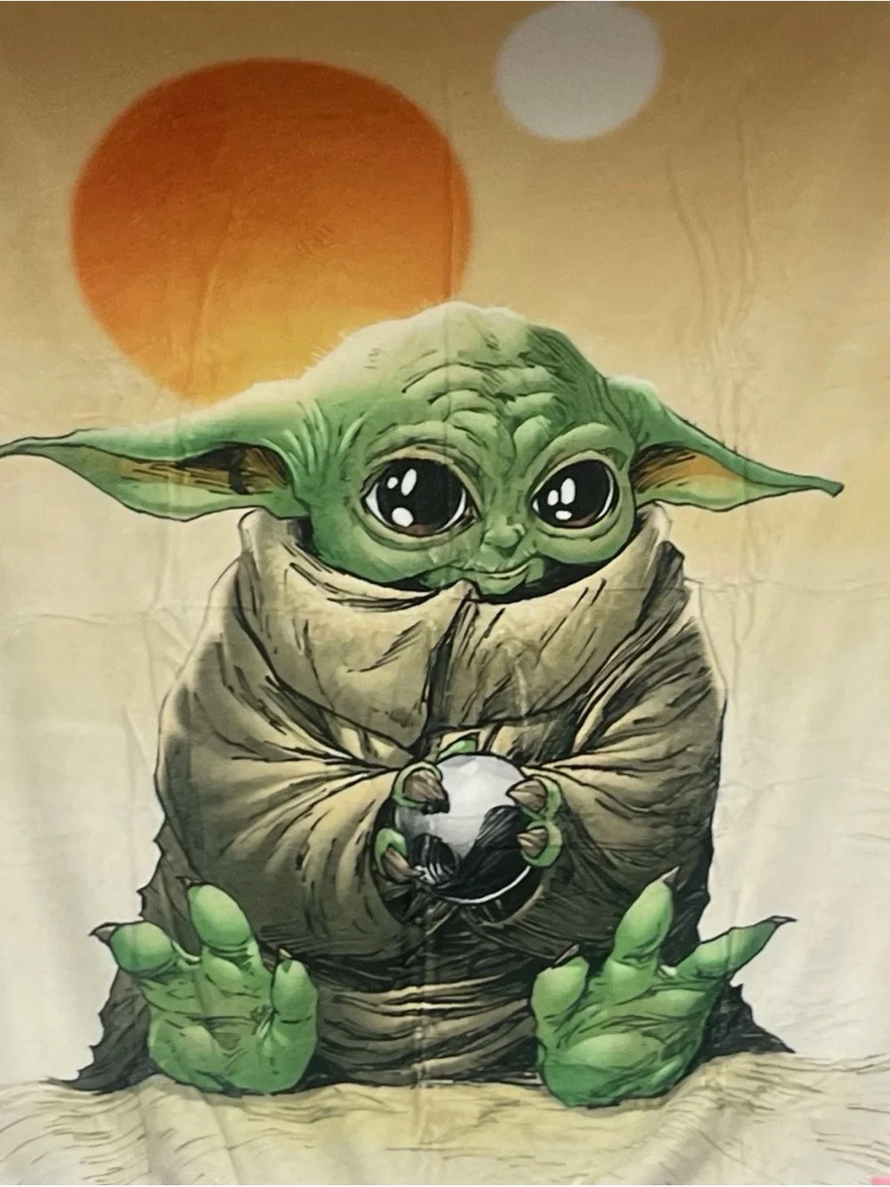 Star Wars Mandalorian Grogu The Child Fleece Blanket Baby Yoda W/ Ball 30”x40”
